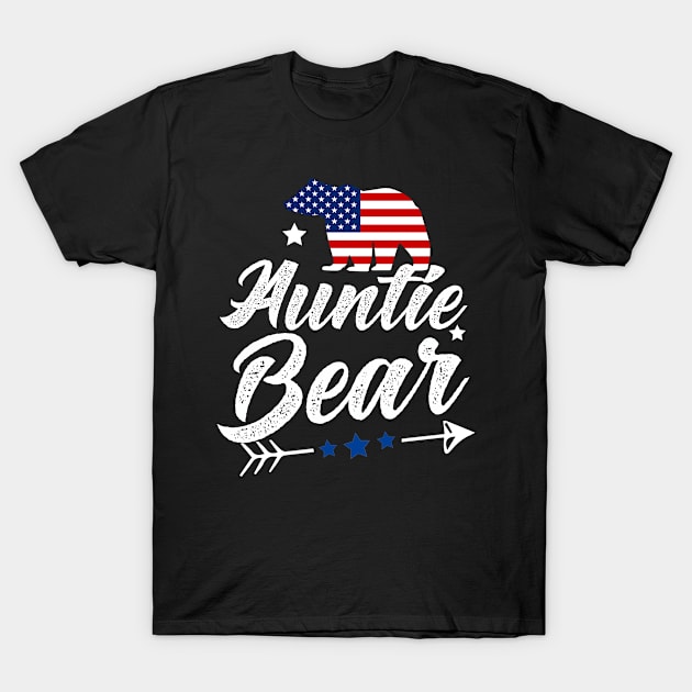 Auntie Bear Patriotic Flag Matching 4th Of July T-Shirt by shanemuelleres